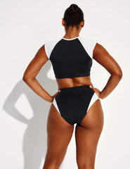High Rise Bikini Swim Bottom - Color Block