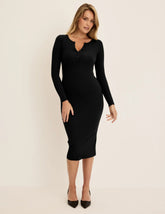 SculptRib™ Cotton Henley Dress