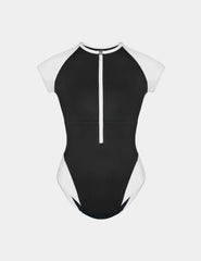 Cap-Sleeve One Piece Swimsuit - Color Block