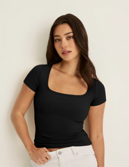 SculptRib™ Cotton Scoop Neck T-Shirt