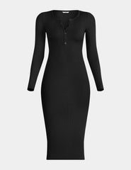 SculptRib™ Cotton Henley Dress